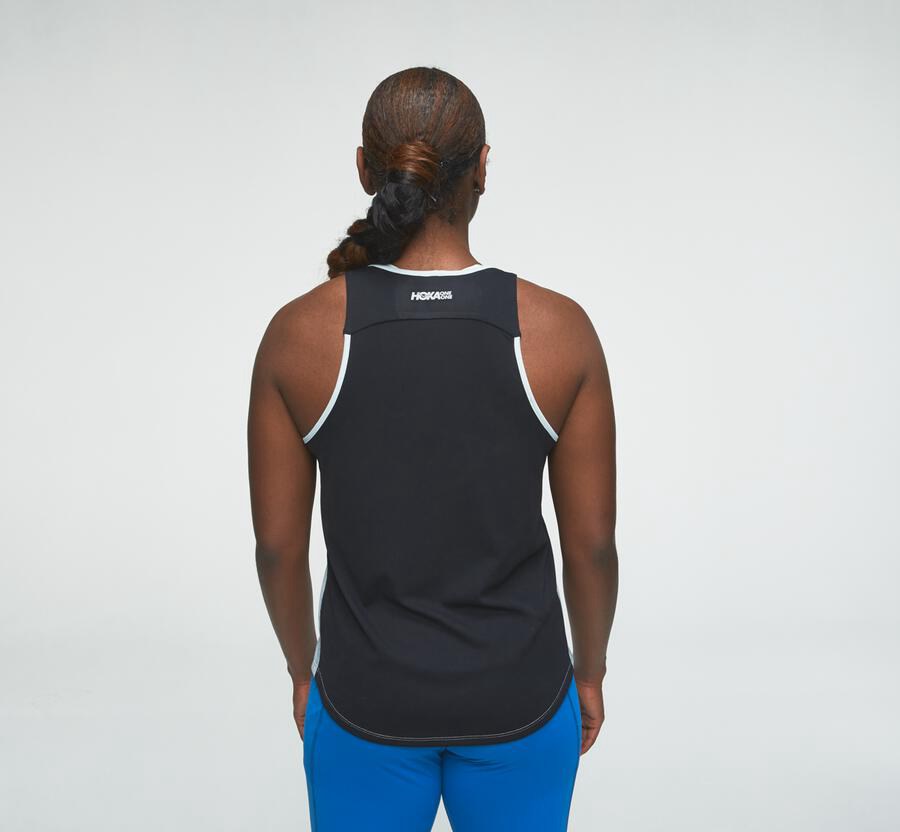 Top Hoka One One Mujer Azules/Negros - Performance Tank - QPHY72680